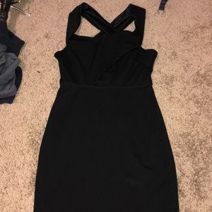 Off the shoulder black mini dress